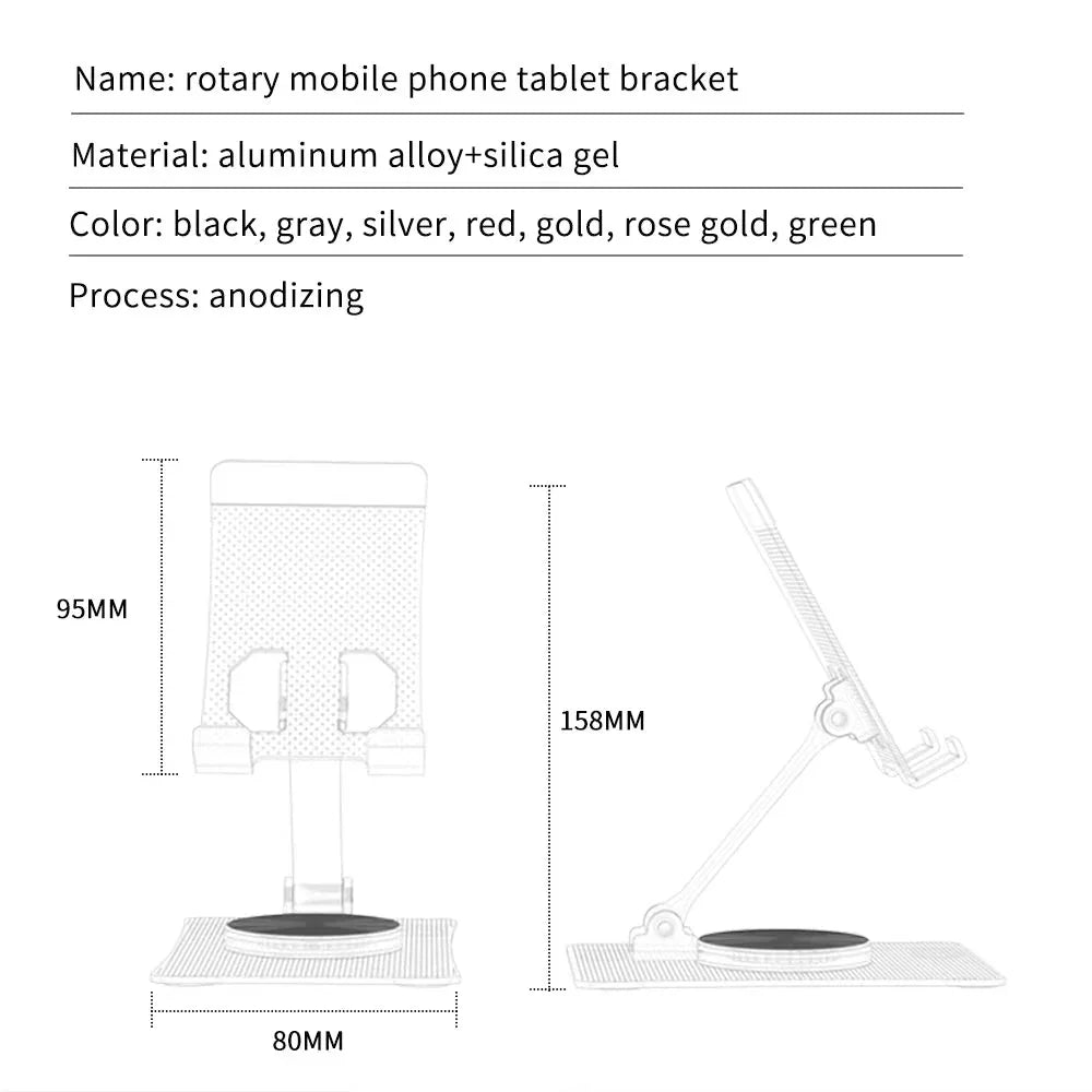 iDock Ergonomic Portable Foldable Adjustable Height 360 Rotation Cell Phone Stand Aluminum Alloy Rotary Folding Straight Holder - iDock Laptopstand