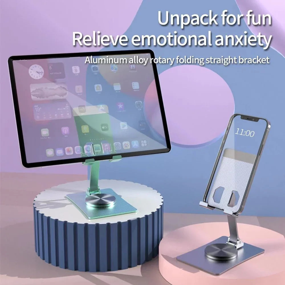 iDock Ergonomic Portable Foldable Adjustable Height 360 Rotation Cell Phone Stand Aluminum Alloy Rotary Folding Straight Holder - iDock Laptopstand