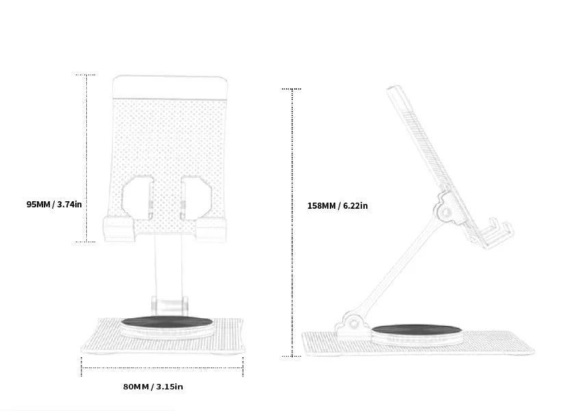 iDock Ergonomic Portable Foldable Adjustable Height 360 Rotation Cell Phone Stand Aluminum Alloy Rotary Folding Straight Holder - iDock Laptopstand