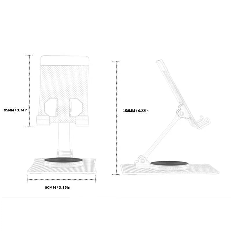 iDock Ergonomic Portable Foldable Adjustable Height 360 Rotation Cell Phone Stand Aluminum Alloy Rotary Folding Straight Holder - iDock Laptopstand