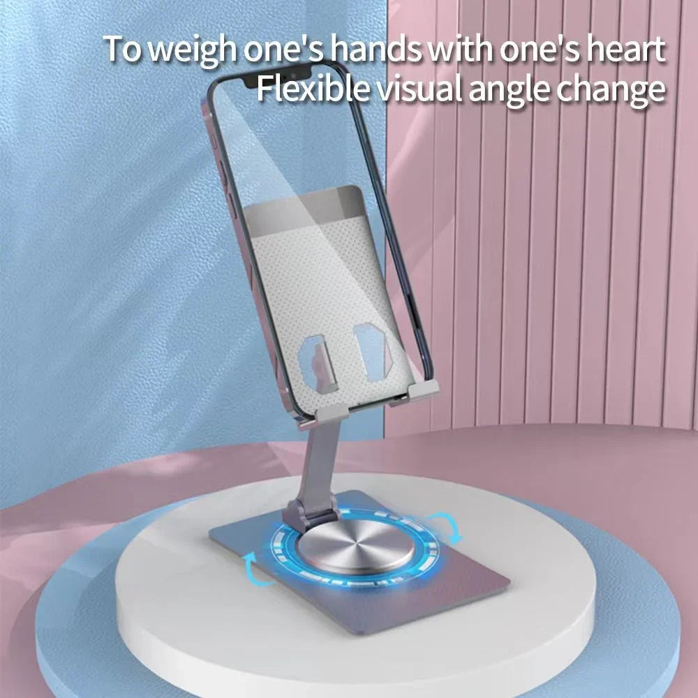 iDock Ergonomic Portable Foldable Adjustable Height 360 Rotation Cell Phone Stand Aluminum Alloy Rotary Folding Straight Holder - iDock Laptopstand