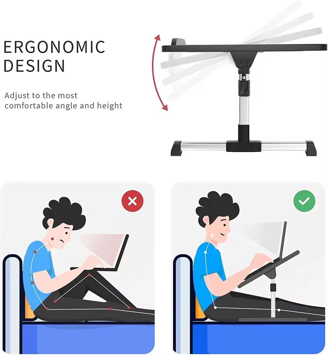 iDock Ergonomic Portable Foldable Adjustable Height and Angle MDF Home Office Bed Computer Table Wooden Laptop Stand - iDock Laptopstand