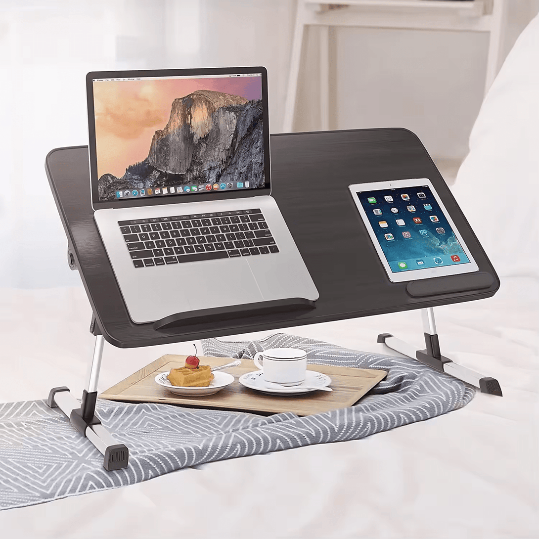 iDock Ergonomic Portable Foldable Adjustable Height and Angle MDF Home Office Bed Computer Table Wooden Laptop Stand - iDock Laptopstand