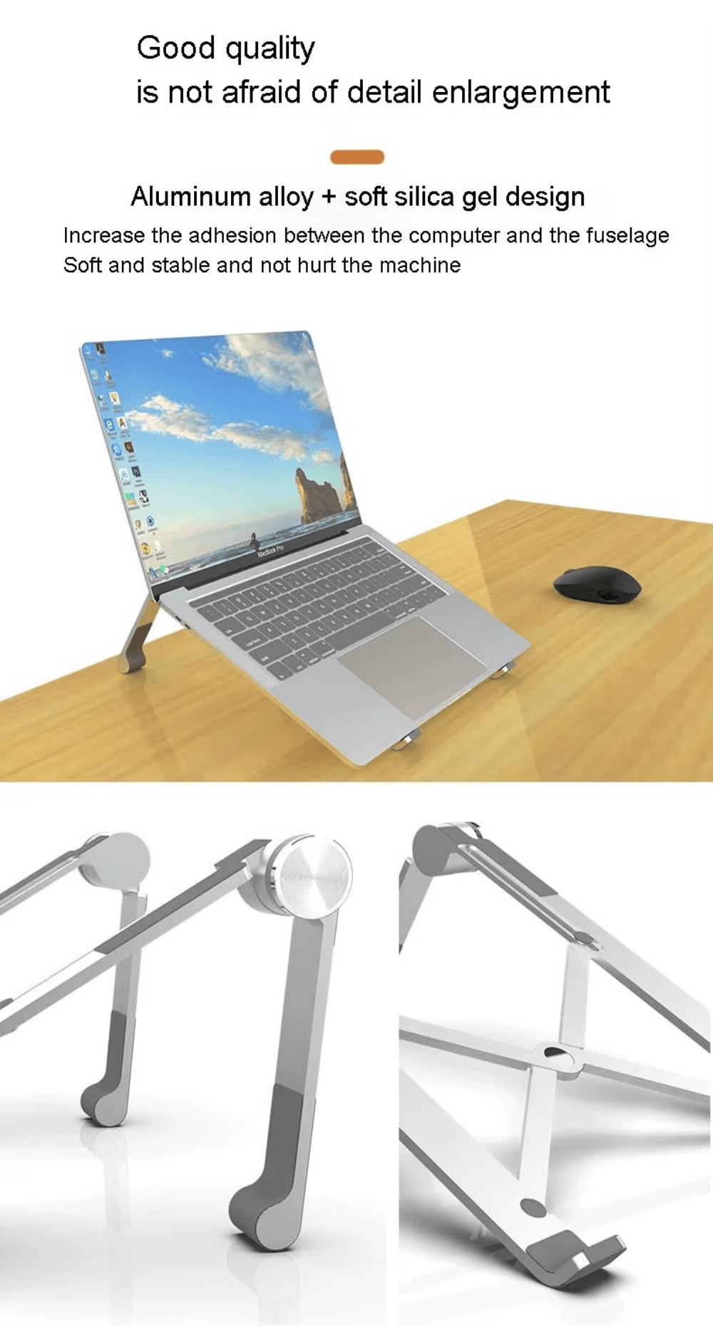 iDock Ergonomic Portable Foldable Computer Mount Holder with 6 Levels Height Adjustment Laptop Stand Riser - iDock Laptopstand