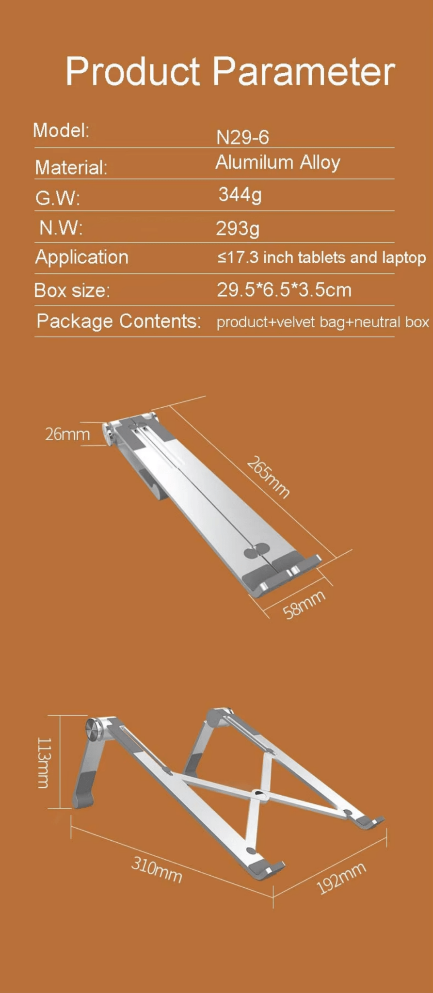 iDock Ergonomic Portable Foldable Computer Mount Holder with 6 Levels Height Adjustment Laptop Stand Riser - iDock Laptopstand