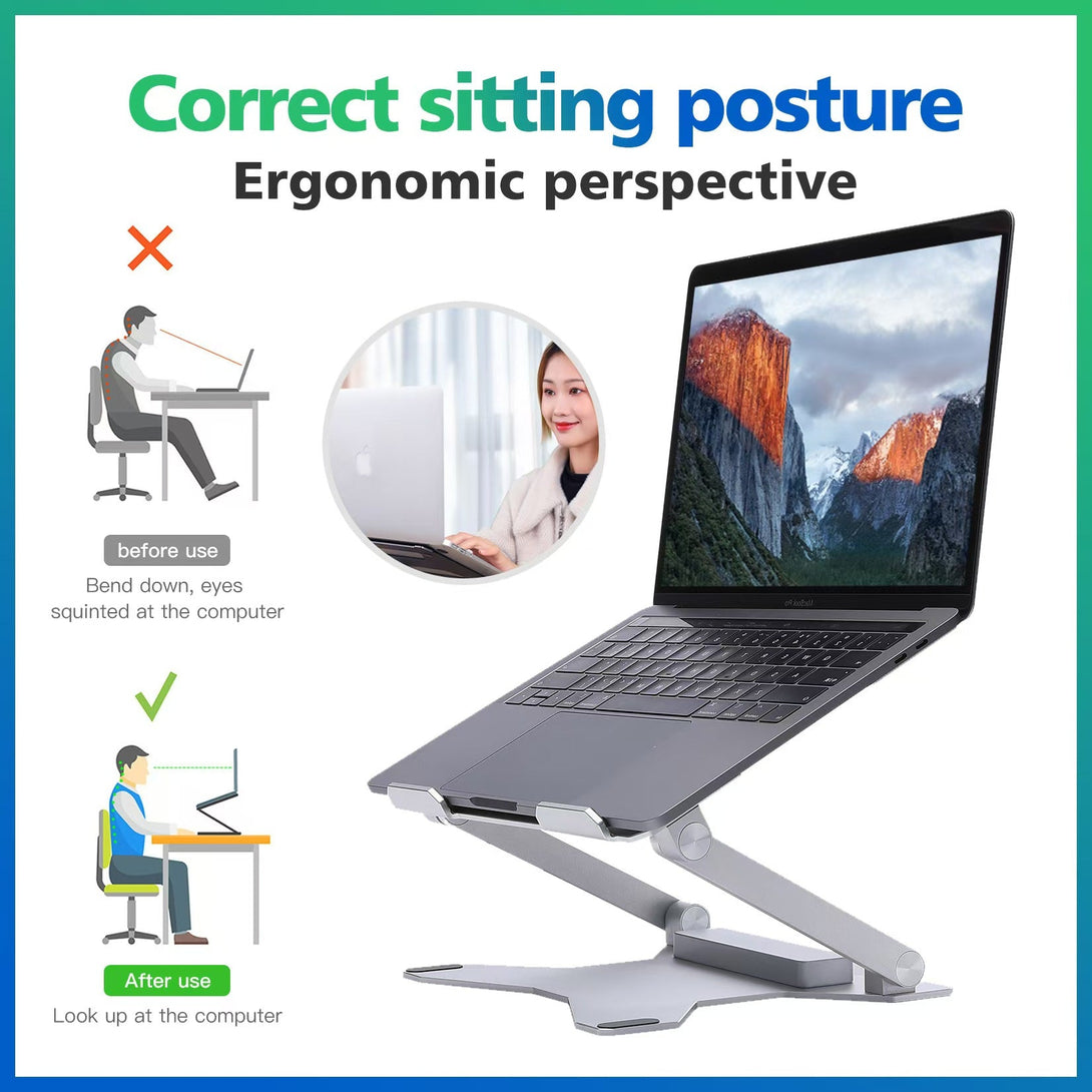 iDock Ergonomic Portable Foldable Height Adjustable Aluminum Desktop Laptop Holder Notebook Riser Stand - iDock Laptopstand