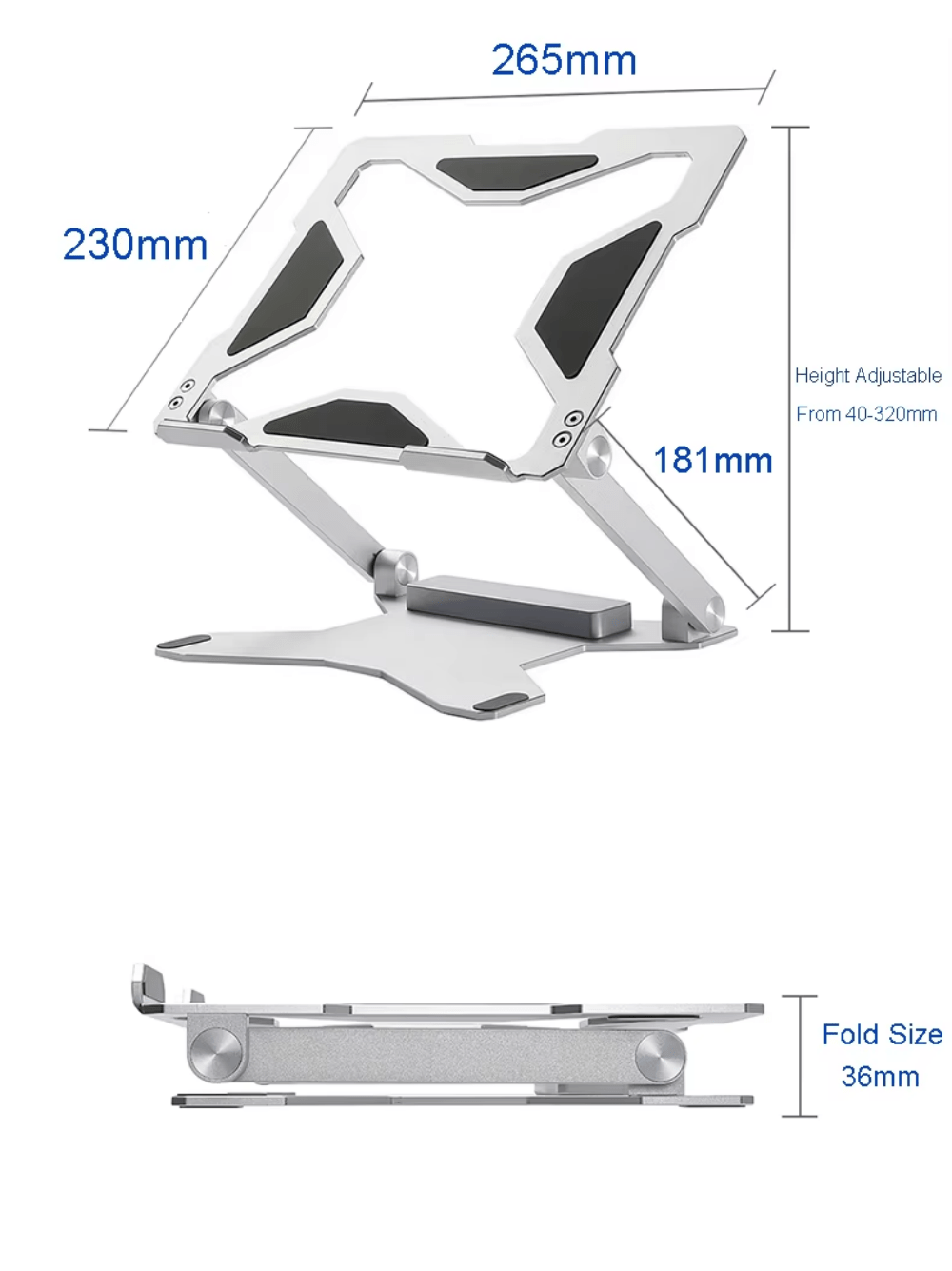 iDock Ergonomic Portable Foldable Height Adjustable Aluminum Desktop Laptop Holder Notebook Riser Stand - iDock Laptopstand