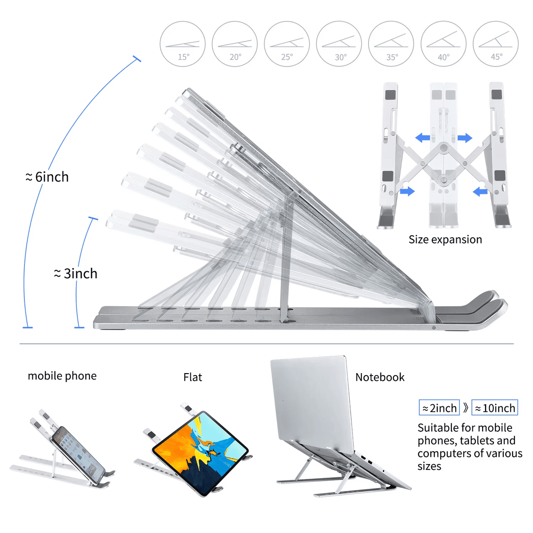 iDock Ergonomic Portable Foldable Height Adjustable Aluminum Desktop Laptop Stand - iDock Laptopstand
