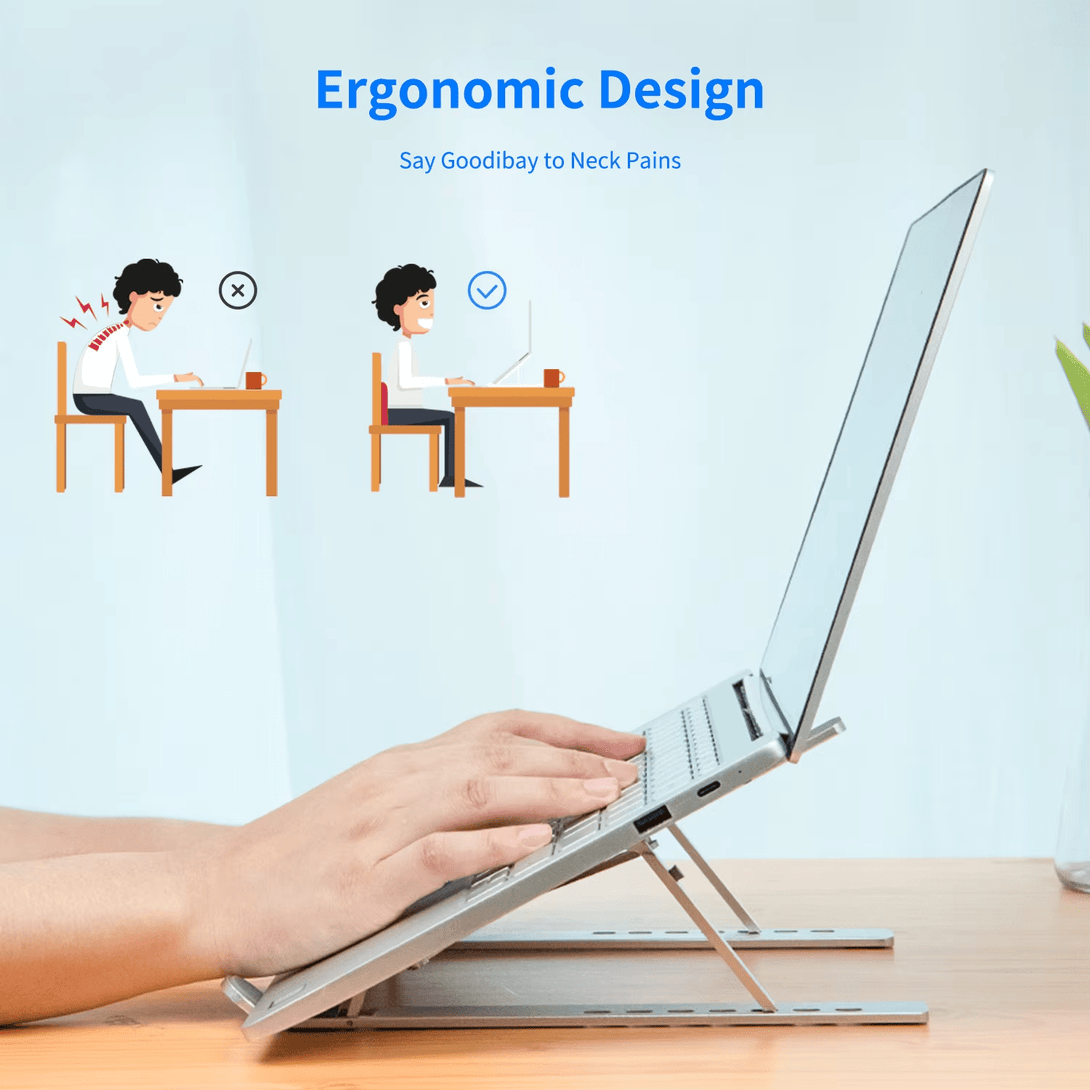 iDock Ergonomic Portable Foldable Height Adjustable Aluminum Desktop Laptop Stand - iDock Laptopstand