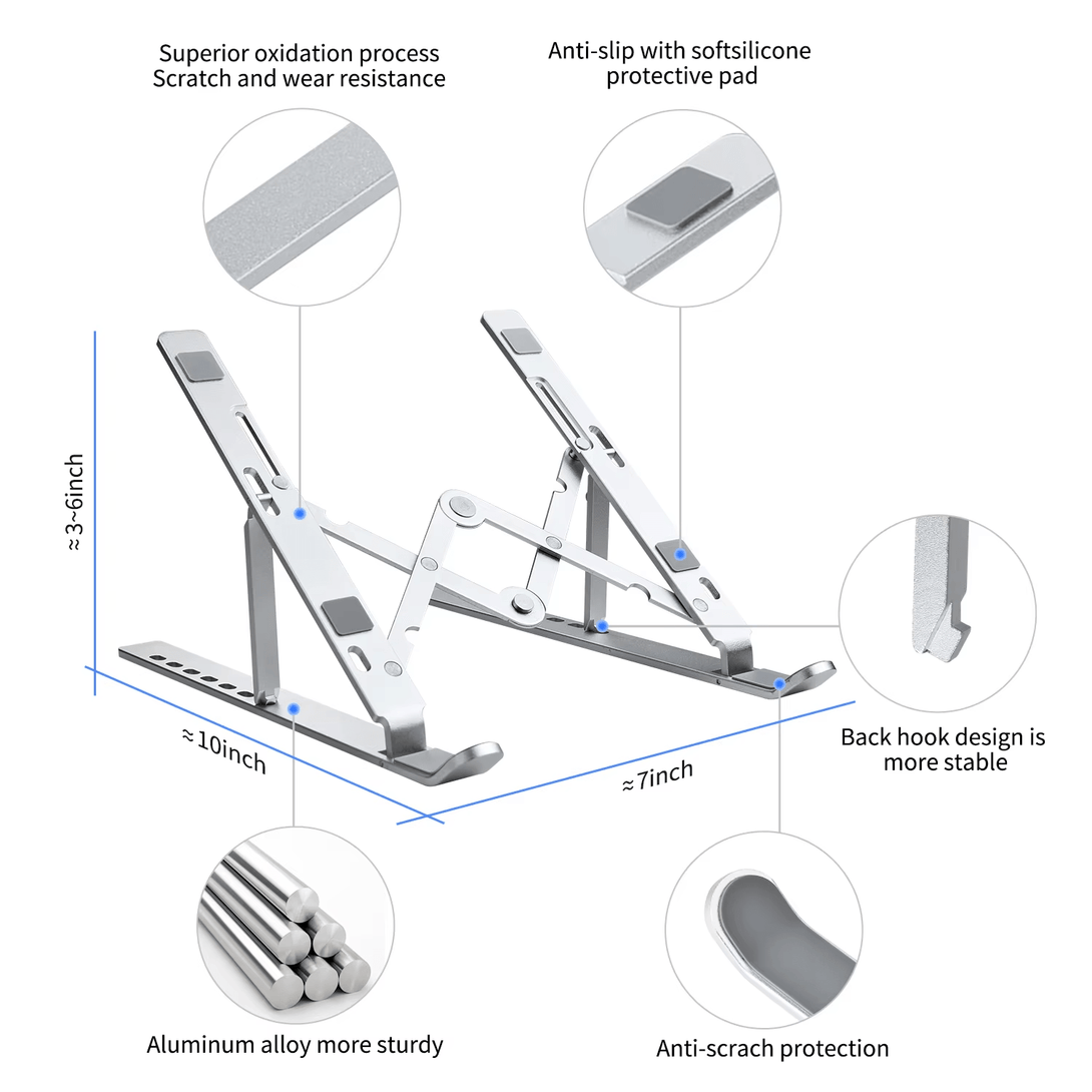 iDock Ergonomic Portable Foldable Height Adjustable Aluminum Desktop Laptop Stand - iDock Laptopstand