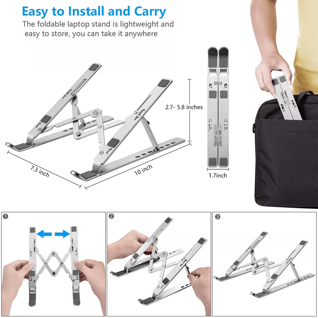 iDock Ergonomic Portable Foldable Height Adjustable Aluminum Desktop Laptop Stand - iDock Laptopstand