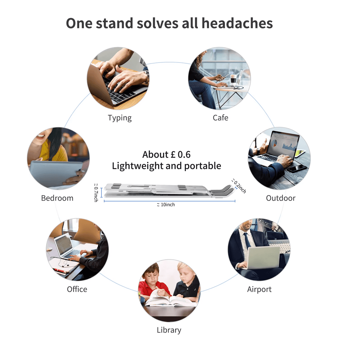 iDock Ergonomic Portable Foldable Height Adjustable Aluminum Desktop Laptop Stand - iDock Laptopstand