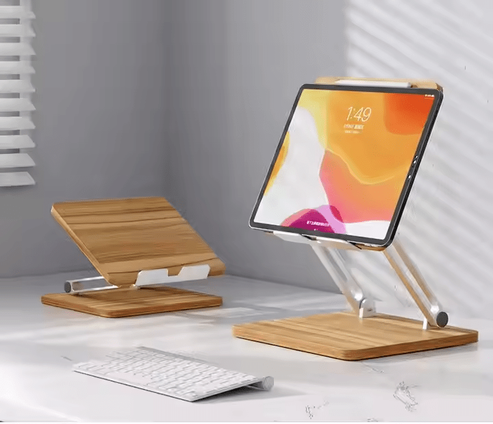 iDock Ergonomic Portable Foldable Height Adjustable Bamboo Wooden Laptop Stand - iDock Laptopstand