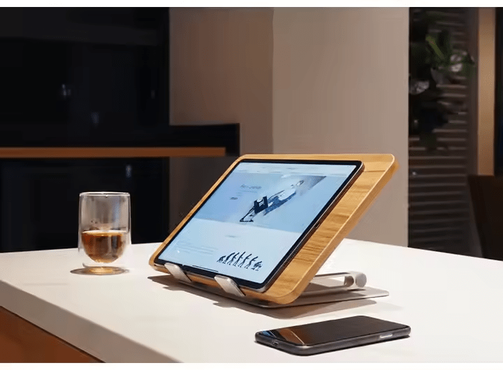 iDock Ergonomic Portable Foldable Height Adjustable Bamboo Wooden Laptop Stand - iDock Laptopstand
