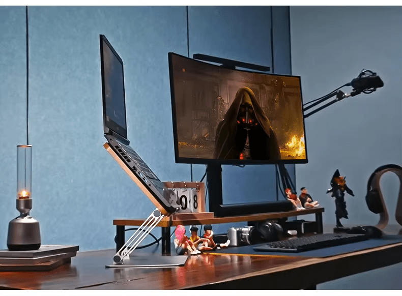 iDock Ergonomic Portable Foldable Height Adjustable Bamboo Wooden Laptop Stand - iDock Laptopstand
