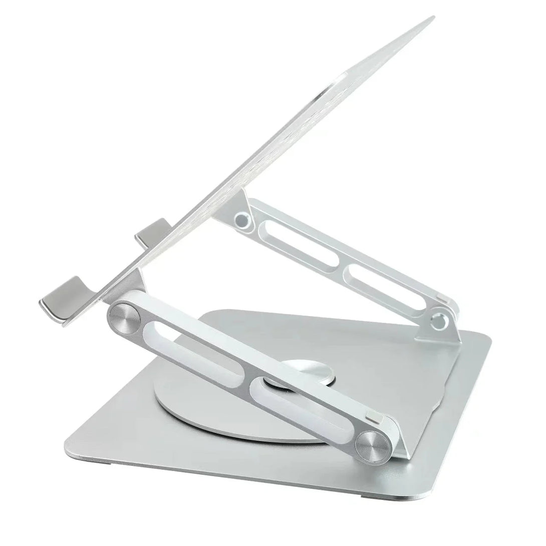iDock Ergonomic portable foldable multi - angle adjustable heat dissipation aluminium laptop riser stand with 360 degree rotating base - iDock Laptopstand