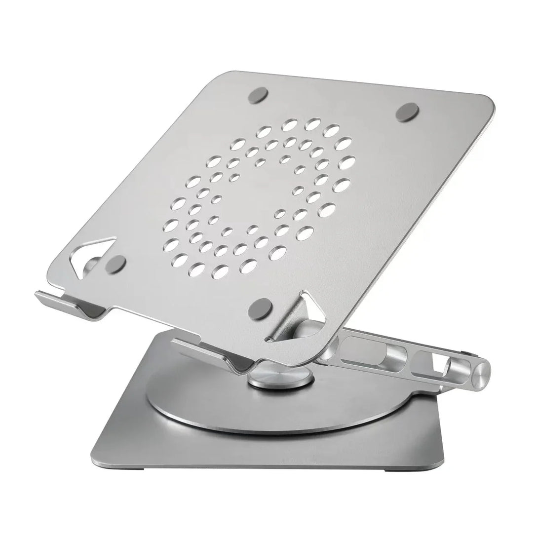 iDock Ergonomic portable foldable multi - angle adjustable heat dissipation aluminium laptop riser stand with 360 degree rotating base - iDock Laptopstand