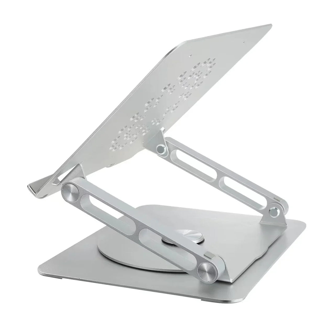 iDock Ergonomic portable foldable multi - angle adjustable heat dissipation aluminium laptop riser stand with 360 degree rotating base - iDock Laptopstand