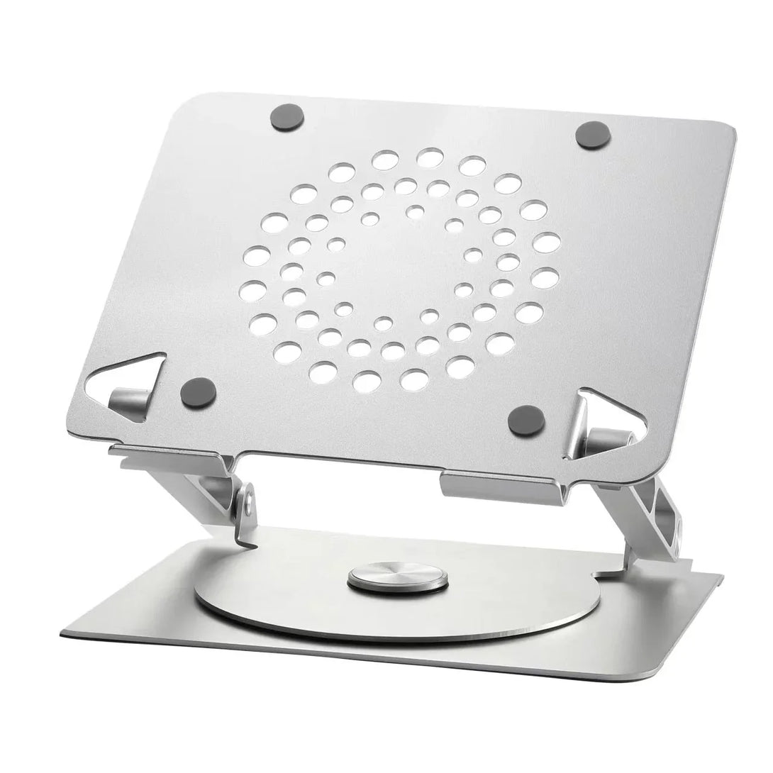 iDock Ergonomic portable foldable multi - angle adjustable heat dissipation aluminium laptop riser stand with 360 degree rotating base - iDock Laptopstand