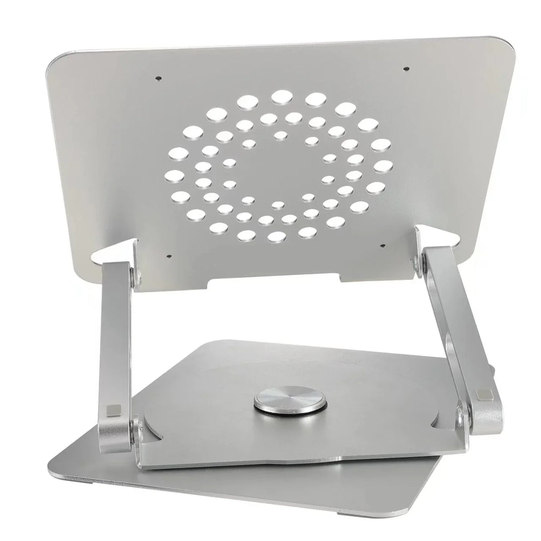 iDock Ergonomic portable foldable multi - angle adjustable heat dissipation aluminium laptop riser stand with 360 degree rotating base - iDock Laptopstand