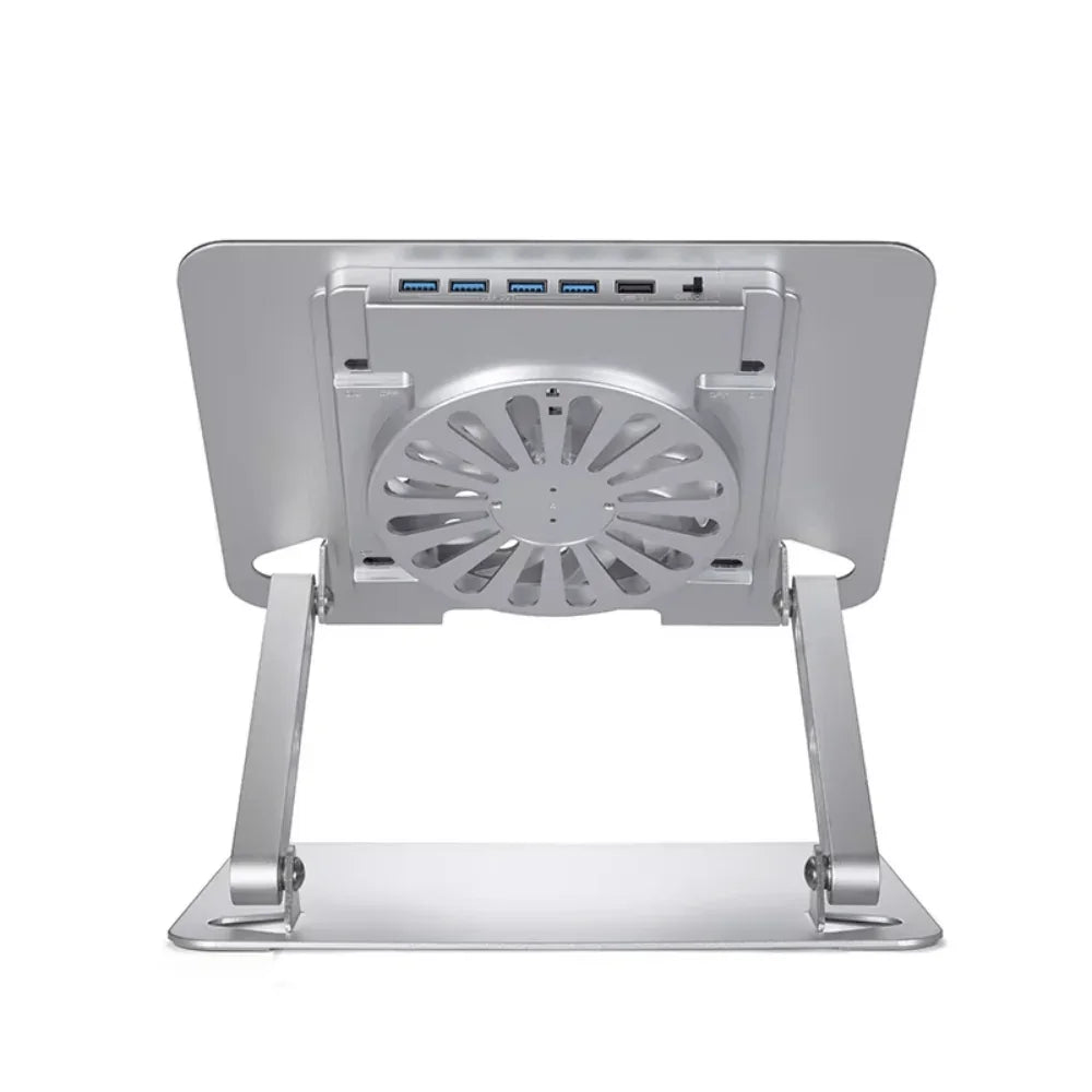 iDock Ergonomic portable foldable multi - angle adjustable heat vent aluminium laptop riser stand with fan and USB HUB - iDock Laptopstand