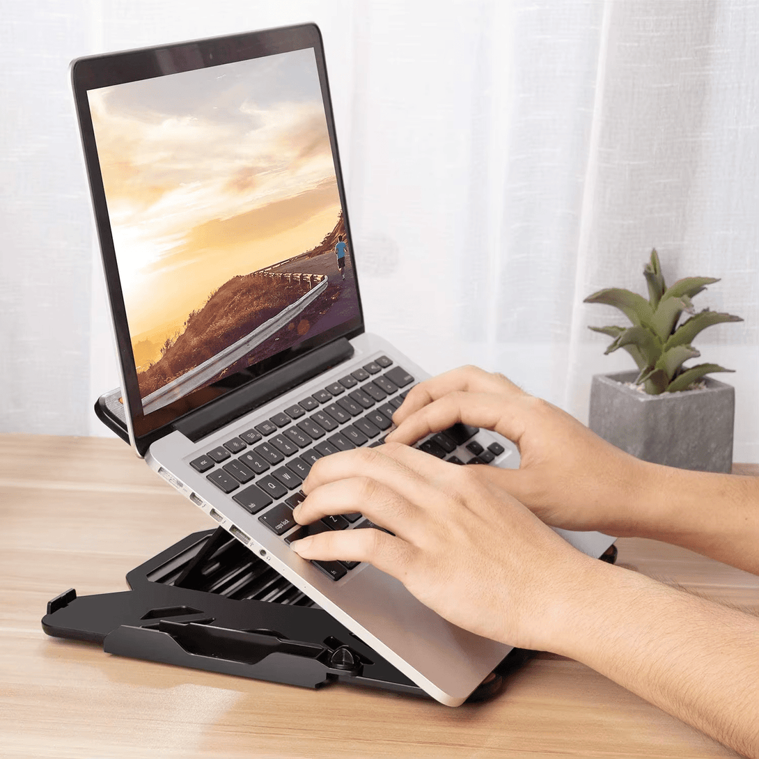 iDock Ergonomic Portable Foldable Multi - Angle Adjustable Laptop Riser Holder with Phone Stand Notebook Stand Compatible for 10 to 17 Inch Laptops - iDock Laptopstand