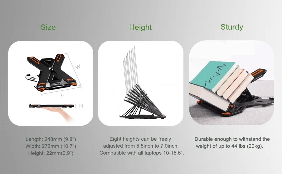 iDock Ergonomic Portable Foldable Multi - Angle Adjustable Laptop Riser Holder with Phone Stand Notebook Stand Compatible for 10 to 17 Inch Laptops - iDock Laptopstand