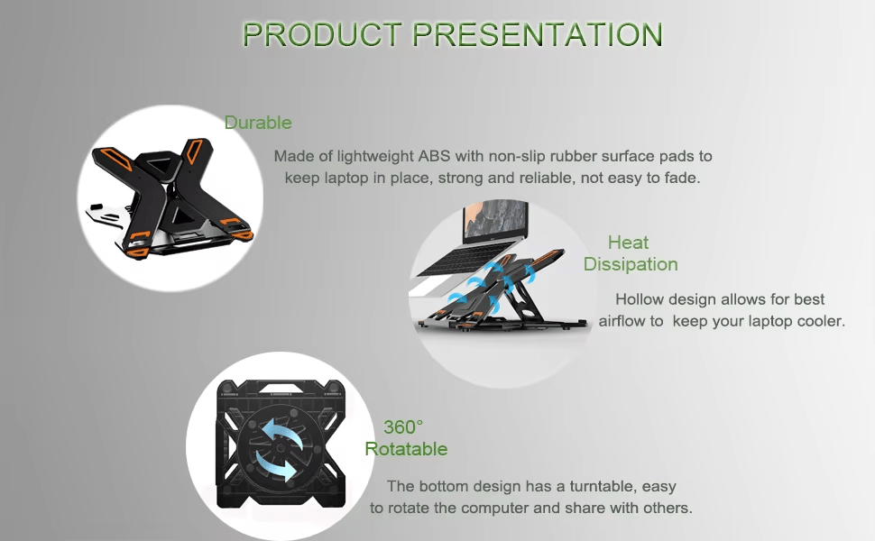 iDock Ergonomic Portable Foldable Multi - Angle Adjustable Laptop Riser Holder with Phone Stand Notebook Stand Compatible for 10 to 17 Inch Laptops - iDock Laptopstand