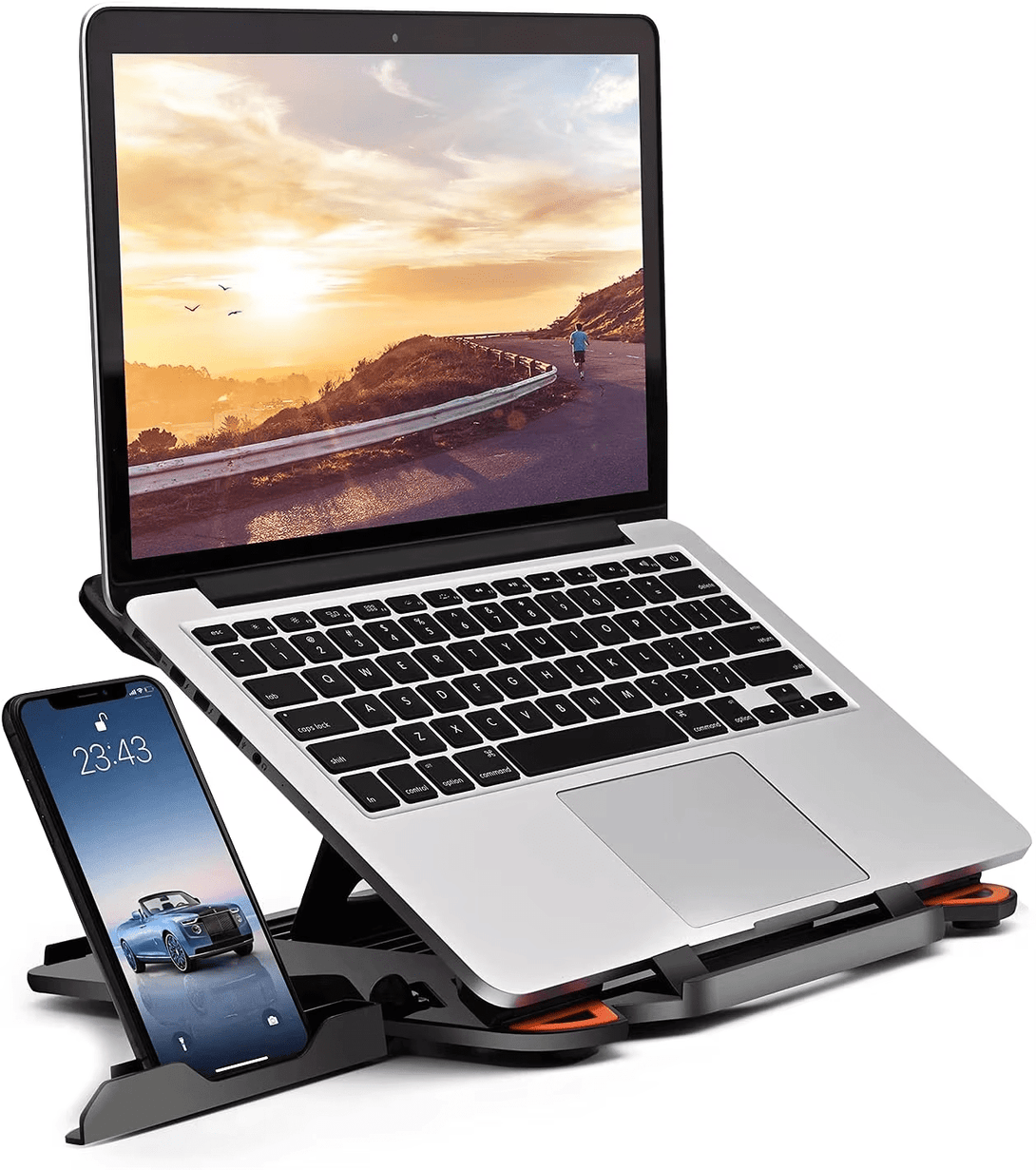 iDock Ergonomic Portable Foldable Multi - Angle Adjustable Laptop Riser Holder with Phone Stand Notebook Stand Compatible for 10 to 17 Inch Laptops - iDock Laptopstand