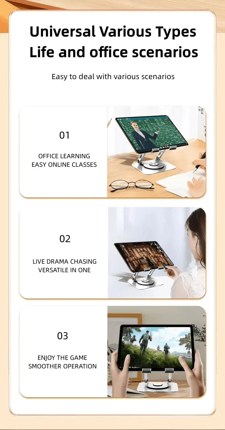 iDock Ergonomic Portable Folding Adjustable Angle and Height 360 Degree Rotatable Tablet Riser Holder iPad Stand - iDock Laptopstand