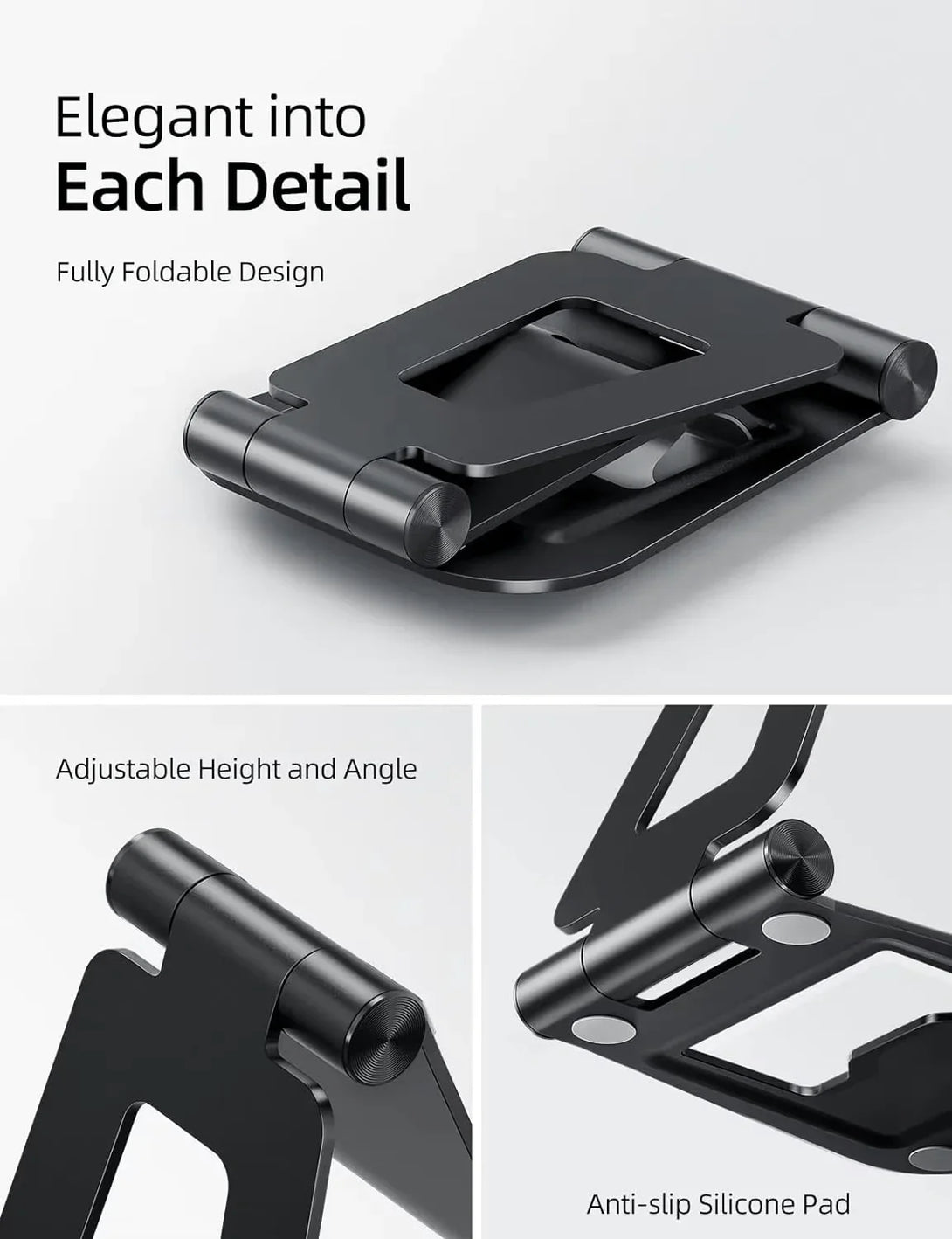 iDock Ergonomic Portable Folding Aluminum Alloy Angle Adjustable Stable Tablet Holder iPad Stand - iDock Laptopstand
