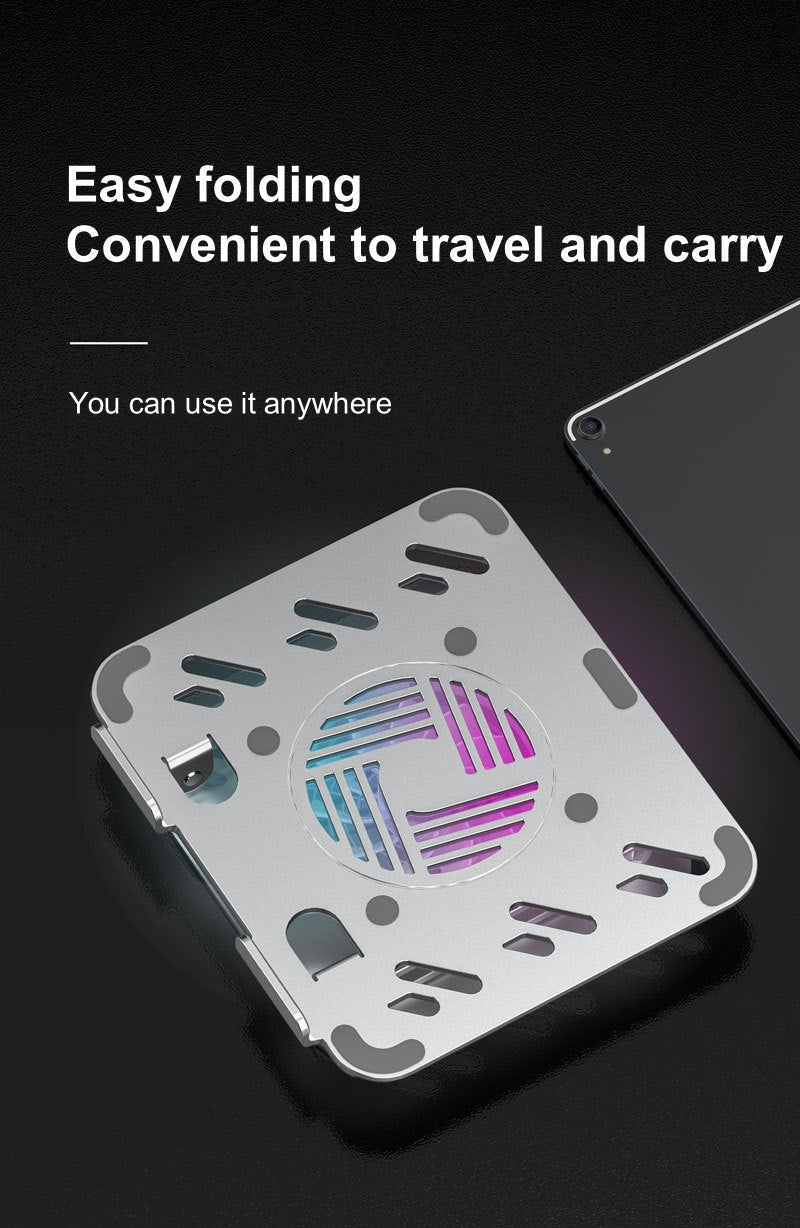 iDock Ergonomic Portable Folding Height Adjustable Aluminium Alloy Laptop Stand with fan - iDock Laptopstand