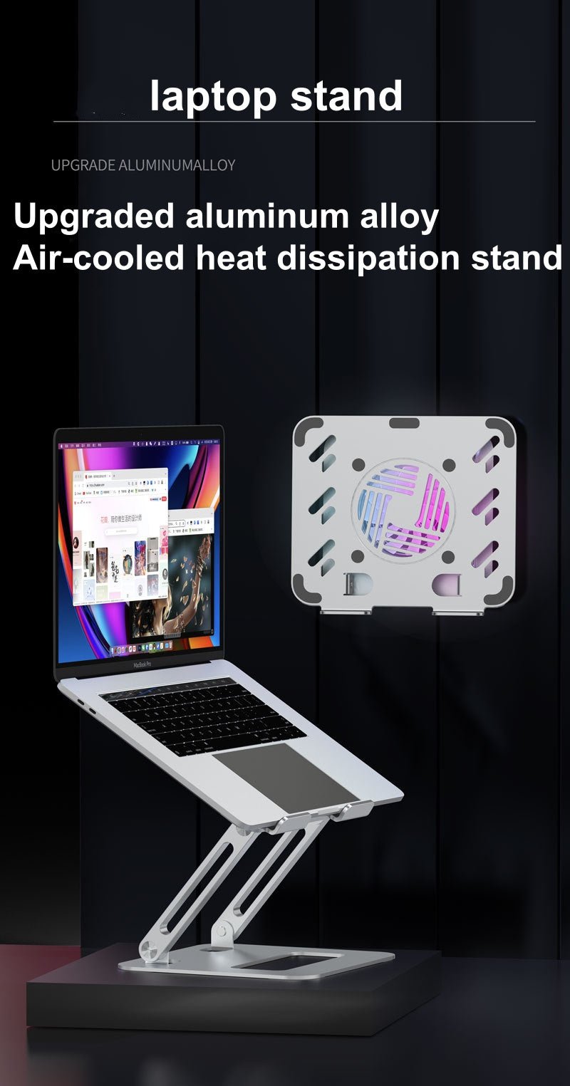 iDock Ergonomic Portable Folding Height Adjustable Aluminium Alloy Laptop Stand with fan - iDock Laptopstand