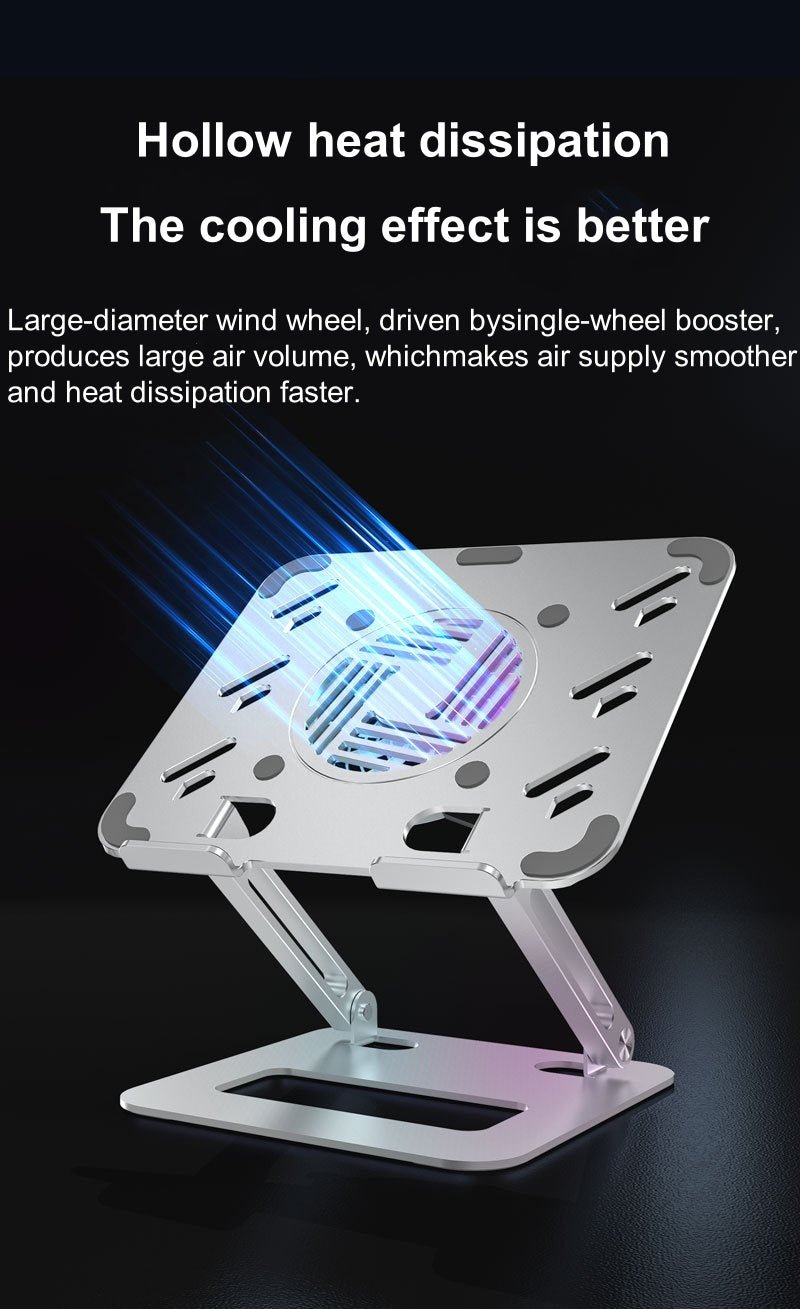 iDock Ergonomic Portable Folding Height Adjustable Aluminium Alloy Laptop Stand with fan - iDock Laptopstand