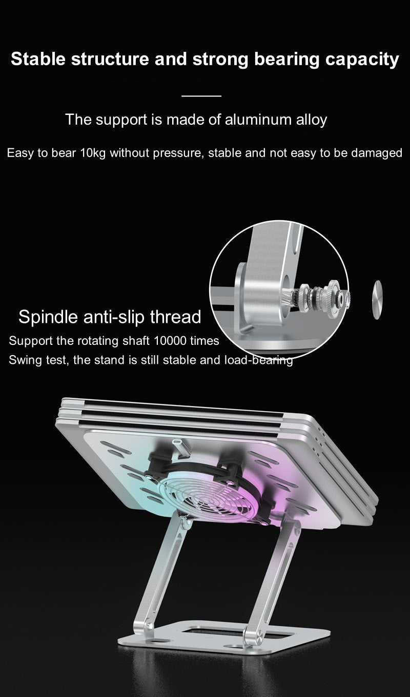 iDock Ergonomic Portable Folding Height Adjustable Aluminium Alloy Laptop Stand with fan - iDock Laptopstand