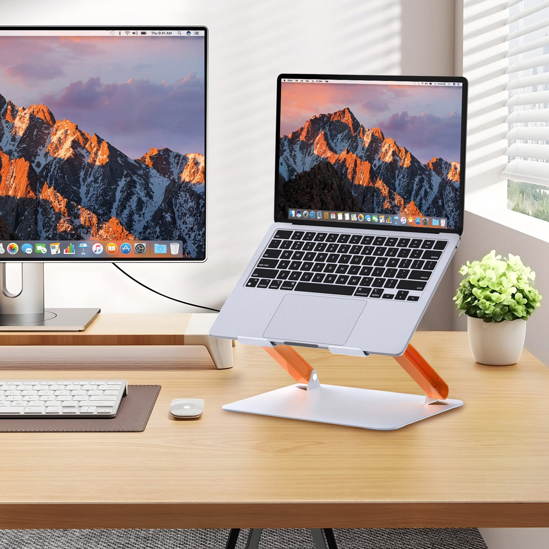 iDock Ergonomic Portable Folding Height Angle Adjustable Notebook Holder Metal Laptop Stand With Fan and USB HUB Optional - iDock Laptopstand