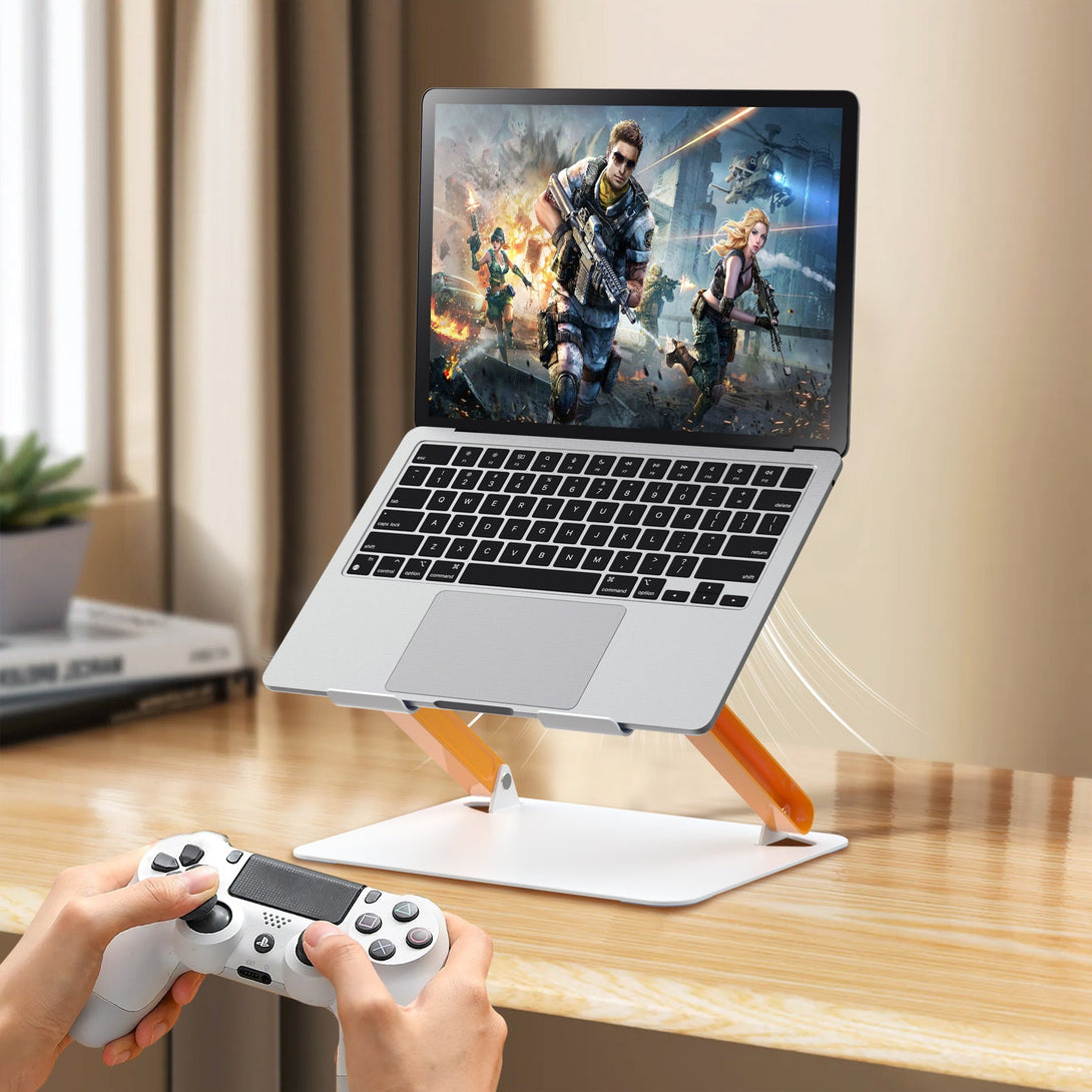 iDock Ergonomic Portable Folding Height Angle Adjustable Notebook Holder Metal Laptop Stand With Fan and USB HUB Optional - iDock Laptopstand