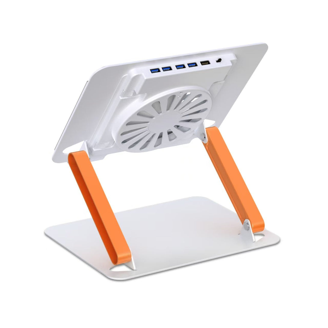 iDock Ergonomic Portable Folding Height Angle Adjustable Notebook Holder Metal Laptop Stand With Fan and USB HUB Optional - iDock Laptopstand