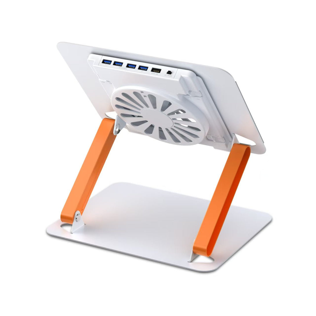 iDock Ergonomic Portable Folding Height Angle Adjustable Notebook Holder Metal Laptop Stand With Fan and USB HUB Optional - iDock Laptopstand