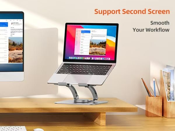 iDock Ergonomic Portable Folding Laptop Stand Height Angle Adjustable Aluminum Alloy 360 Degree Swivel Notebook Holder - iDock Laptopstand