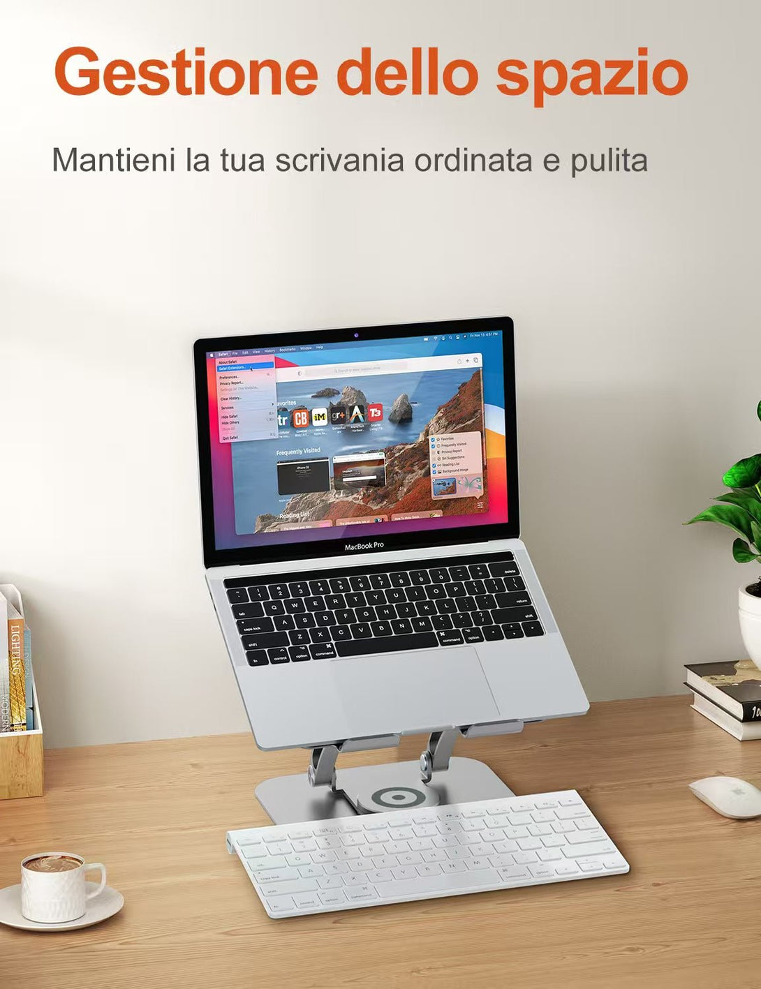 iDock Ergonomic Portable Folding Laptop Stand Height Angle Adjustable Aluminum Alloy 360 Degree Swivel Notebook Holder - iDock Laptopstand