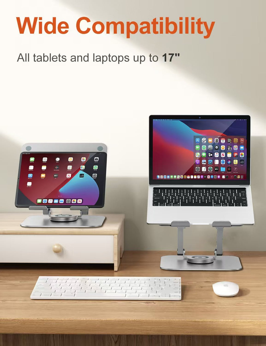 iDock Ergonomic Portable Folding Laptop Stand Height Angle Adjustable Aluminum Alloy 360 Degree Swivel Notebook Holder - iDock Laptopstand