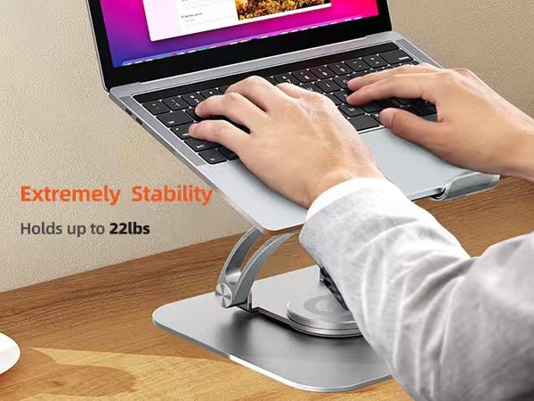 iDock Ergonomic Portable Folding Laptop Stand Height Angle Adjustable Aluminum Alloy 360 Degree Swivel Notebook Holder - iDock Laptopstand