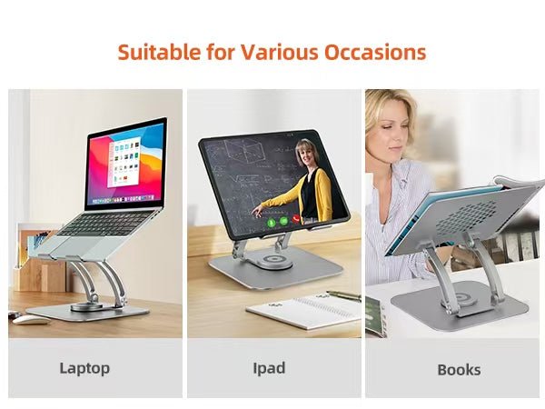 iDock Ergonomic Portable Folding Laptop Stand Height Angle Adjustable Aluminum Alloy 360 Degree Swivel Notebook Holder - iDock Laptopstand