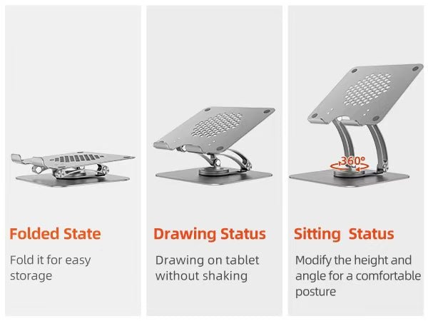iDock Ergonomic Portable Folding Laptop Stand Height Angle Adjustable Aluminum Alloy 360 Degree Swivel Notebook Holder - iDock Laptopstand