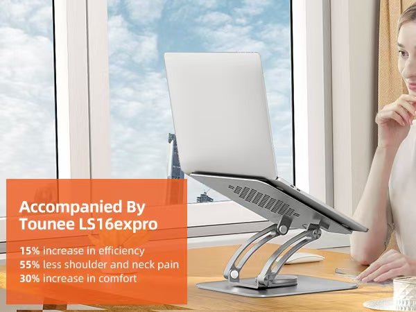 iDock Ergonomic Portable Folding Laptop Stand Height Angle Adjustable Aluminum Alloy 360 Degree Swivel Notebook Holder - iDock Laptopstand