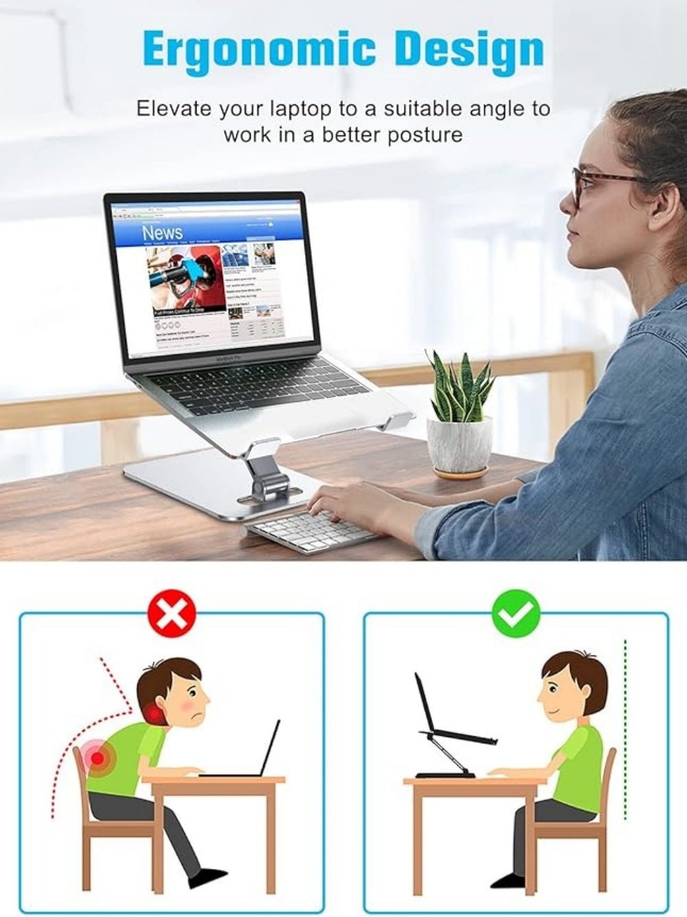 iDock Ergonomic Portable Folding Multi Angle Height Adjustable Laptop Stand Holder - iDock Laptopstand