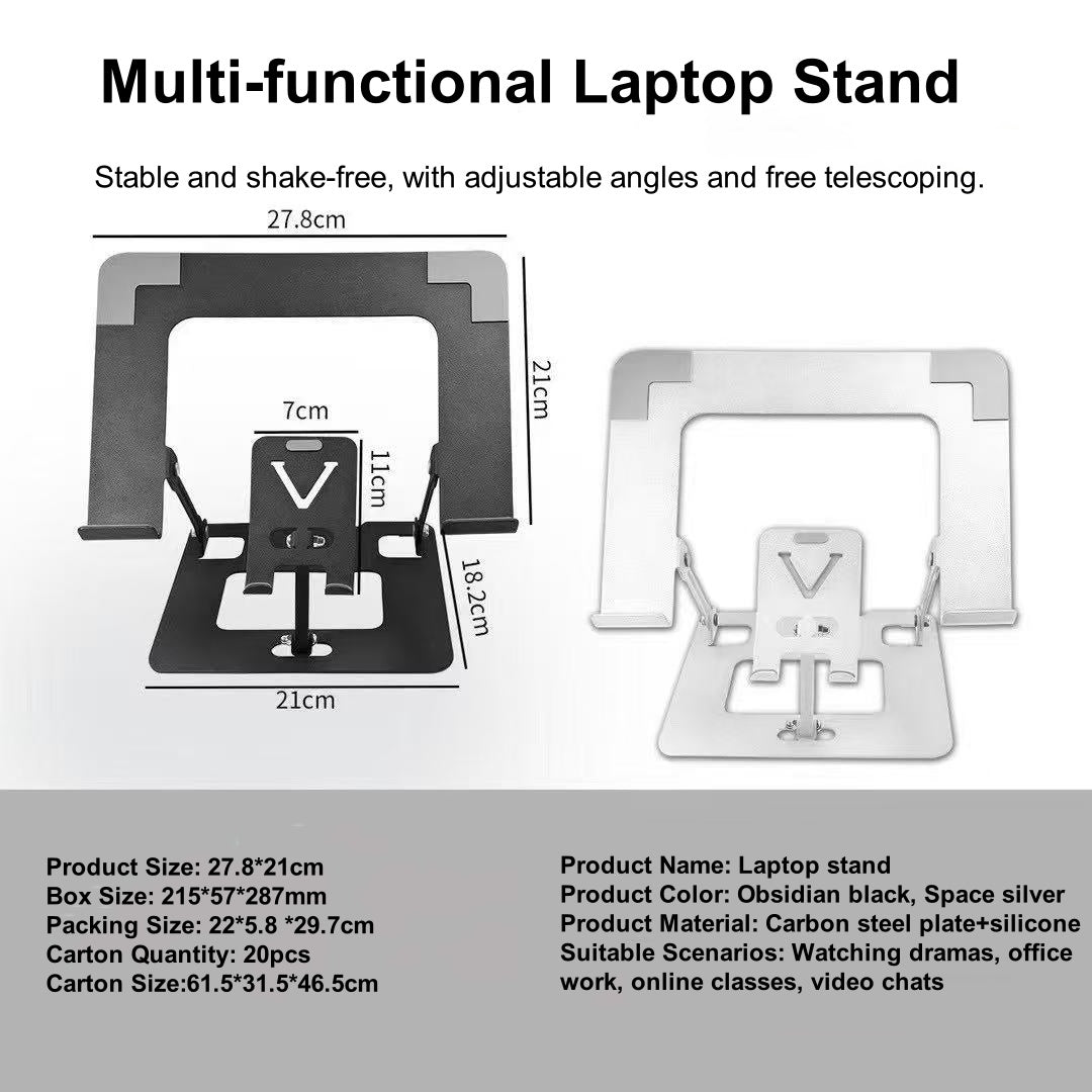 iDock Ergonomic Portable Folding Notebook Holder Adjustable Height Metal Laptop Stand with Phone Stand - iDock Laptopstand