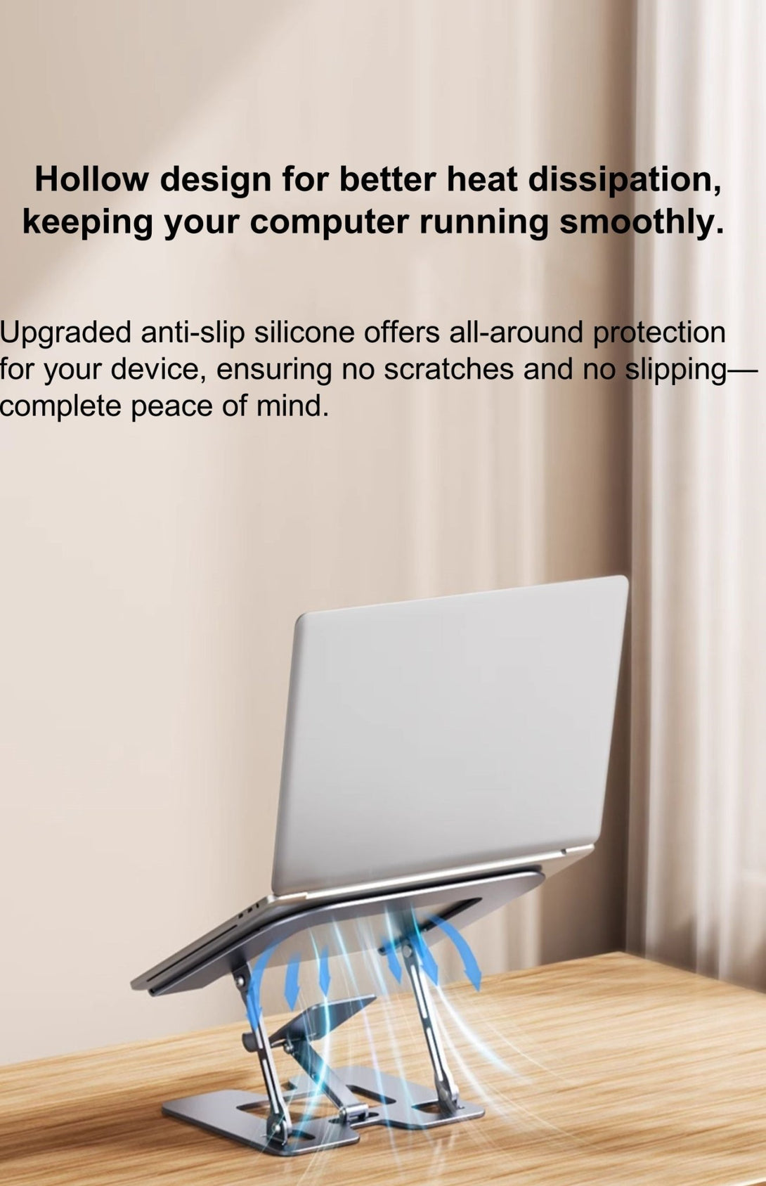 iDock Ergonomic Portable Folding Notebook Holder Adjustable Height Metal Laptop Stand with Phone Stand - iDock Laptopstand