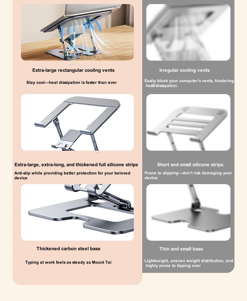 iDock Ergonomic Portable Folding Notebook Holder Adjustable Height Metal Laptop Stand with Phone Stand - iDock Laptopstand
